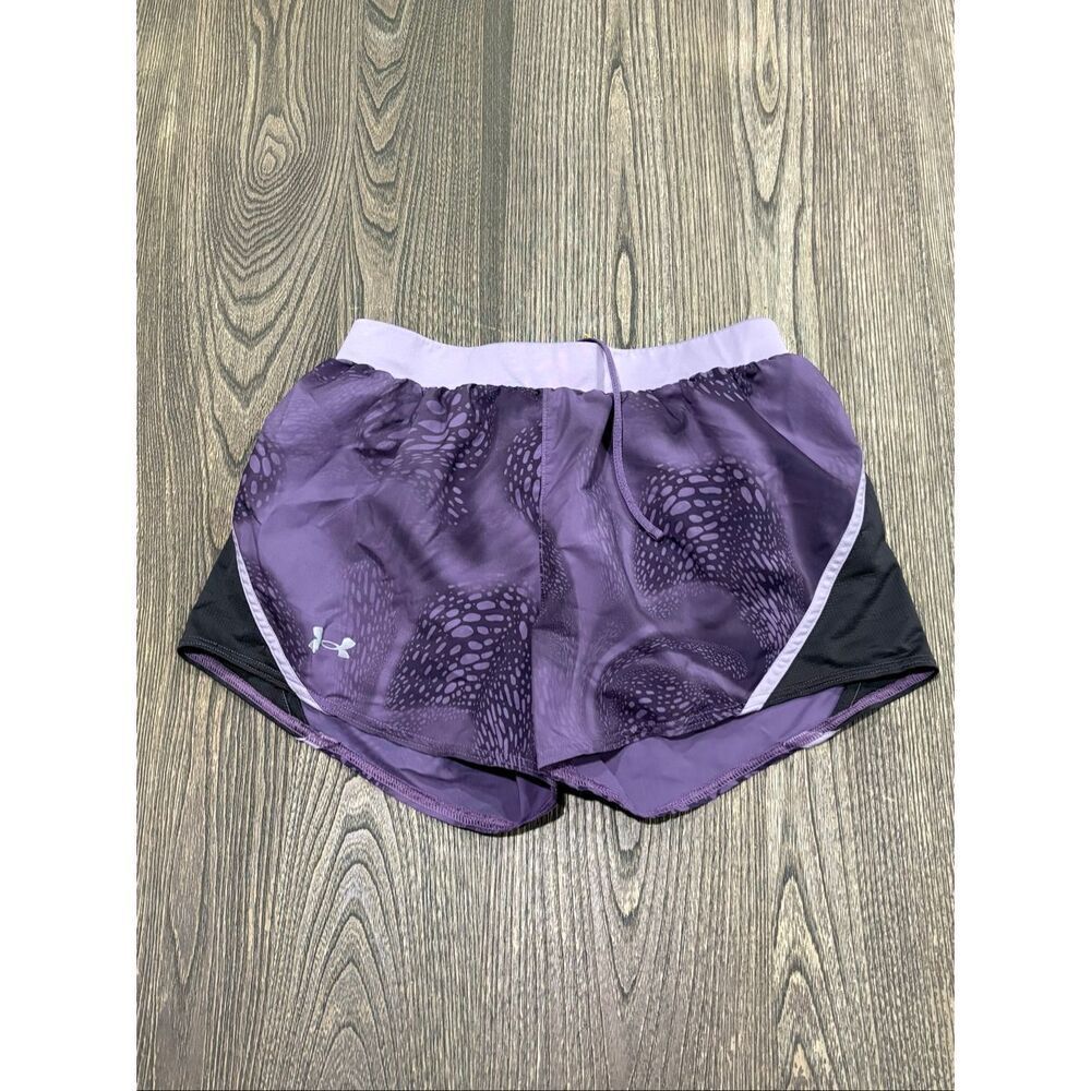 Under Armour Womens Mileage 2.0 Printed Shorts Elastic Waist Purple Black Size S